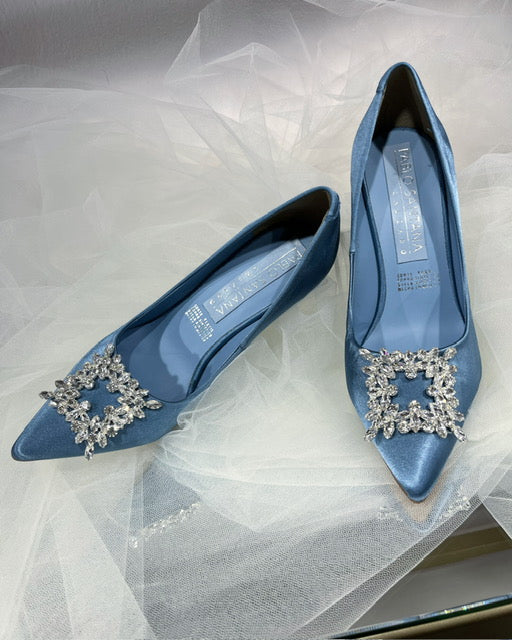 Aura azul hebilla cristal.